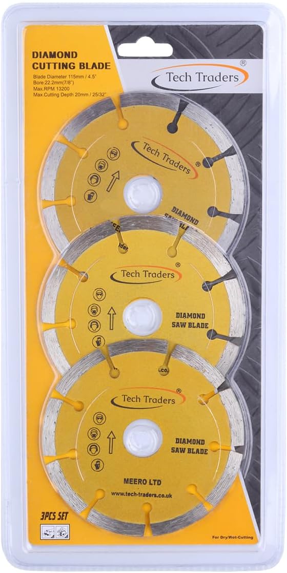 Tech Traders ® 3 x 115mm 4.5" Diamond Disc Cutting B...