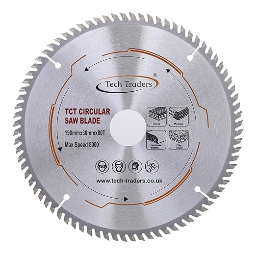 TCT1903080T Tech Traders TCT Circular Wood Saw Blade 190m...