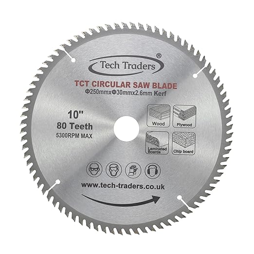 Tech Traders TCT Circular Wood Saw Blade 250mm x 30mm x 8...